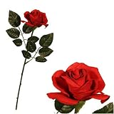48cm Deep Red Gift Wrapped Rose with Gift Tag - Artificial Flower