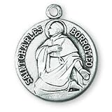 Sterling Silver Saint Charles Medal and 18-inch Chain