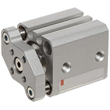 SMC CQM Series Aluminum Air Cylinder with Guide Rod Plate, Compact, Double Acting, Through Hole Mounting, Switch Ready, Cushioned