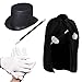 All In One Magic Set for Kids Halloween Magician Role Play Dress Up Costume Set, Hat, Cape, Gloves and Wand