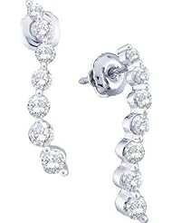 14K White Gold 1.0CT White Diamond Journey Earring