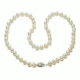 Sterling Silver White Freshwater Cultured Pearl A Grade  6.5-7mm Necklace, 16"