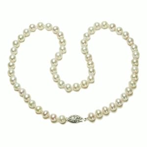 Sterling Silver White Freshwater Cultured Pearl A Grade 