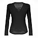 Blooming Jelly Women's Sexy Bandage Plain Deep V Neck Lace Up Long Sleeve Blouse Tops Black,Black,Small / US 2-4