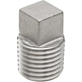Merit Brass K417A-02 Square Head Solid Plug, 1/8" NPT Male, Class 150 304 Stainless Steel Cast Pipe Fitting