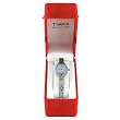 RED FELT GIFT BOX! Timex 2E481 Women's Round Silver-Tone Dress Watch with Shiny Pastel Blue Dial and Diamond at 12 O'Clock