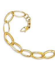 14k Polished And Textured Hollow W/Ext. Bracelet