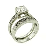 Sterling Silver Round Cut Cz Wedding Stacking Promise Rings Set