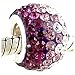 C12. Crystal Bead MIX Amethyst Sterling Silver Core Swarovski Crystal Bead, Set with Over 90 Swarovski Crystals , Slide-on and Slide-off Crystal Silver Bead , 14mm X 7mm. 5mm Silver Core ,Compatible with Pandora, Trollbeads,chamilia and Biagi