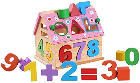 LUXFEEL Preschool Toy Wooden Puzzle Building Detachable Number House
