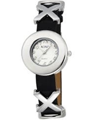 XOXO Womens XO3161 Silver Dial Black Strap Watch