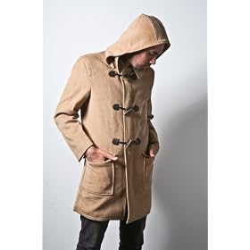 Alpha - Mens Wool Duffel Coat With Hood (Camel Brown) by Alpha