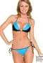 Black Blue String Bikini Triangle Top 2pc Swimsuit S Small