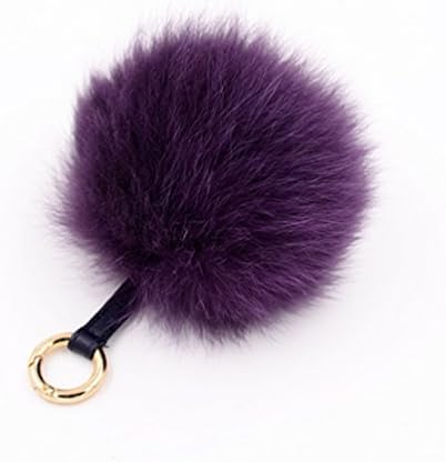 Sunnying Fox Fur Cute Furballs Key Chain for Womens Bag or Car Pendant (Purple)