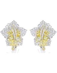 Diamond & 18k Two Tone Gold Flower Earrings