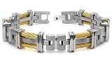 Men's Grey Titanium Golden Twisted Cable Link Bracelet (Length 7