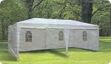 Pavillon 3x6 m, PE-Plane, Partyzelt weiß + Seitenteile 3 x 6