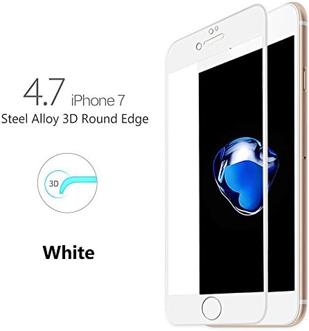 iPhone 7 Screen Protector, Petrelstore 3D Curve Edge Tempered Glass Full Screen Coverage Edge to Edge HD Clear Screen Protector Film (iPhone 7 White)