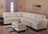 Sectional Sofa Contemporary Style White Cream Leather