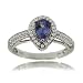 Tanzanite Diamond Ring 14K White Gold Pear Channel Band