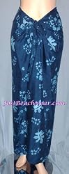 Full Size Pareo: Blue Hibiscus on Navy