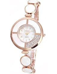 Stylish Quartz Bracelet Style Wrist Watch Analog Watch with Rhinestones for Woman Lady - Rose Gold SWWT3-280969