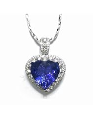 18K White Gold Tanzanite and Diamond Pendant -- LIFETIME WARRANTY