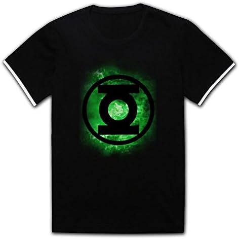 Amazinghirt Custom Shirts for Mens 100% Cotton-Green Lantern Logo Black