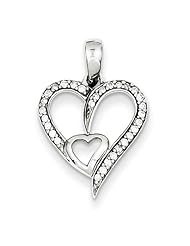 Sterling Silver Diamond Heart Pendant. Carat Wt- 0.12ct. Metal Wt- 1.82g