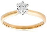  : 14k Yellow Gold Round Solitaire Diamond Engagement Ring (1/3 ct, H-I Color, SI2-I1Clarity), Size 7