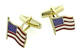 Handmade 14kt yellow gold and hand enamelled US Flag cufflinks