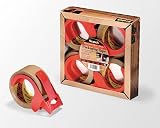 Scotch 48-Millimeter-by-50-Meter Box Sealing Tape with Dispenser, PSD2 Clear 4-Roll Pack