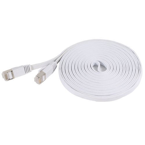 Fosmon Premium Flat Cat7 Ethernet Patch Cable - 15 Feet (White)