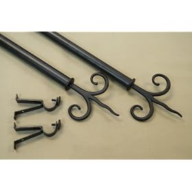 NEW Decorative Curtain Rod #34, 48-84 inch, Black by Drapery Hardware