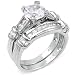 Jewelry : Sterling Silver Cubic Zirconia CZ Wedding Engagement Ring Set