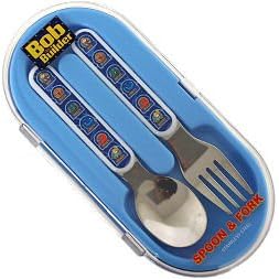 Bob the Builder - Dinnerware - Blue and White Stainless Steel Spoon and Fork Set by Bob the Builder