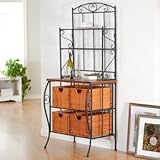 Harrison Bakers Rack with Baskets - Medium Oak - GH47602