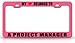 MY HEART BELONGS TO A PROJECT MANAGER Occupation Metal Auto License Plate Frame Tag Holder, Pink/Black