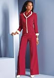 metrostyle Ivory Tipped Pantsuit (RED PEPPER IVORY,4)