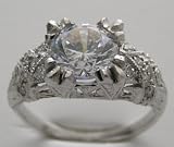 Estate Diamond Platinum Engagement Ring Mounting