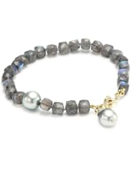 Gabrielle Sanchez Labrodorite Cube with Safety Foliage Clasp Black Tahitian Pearl Bracelet