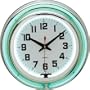 Retro Double Neon Wall Clock - Green