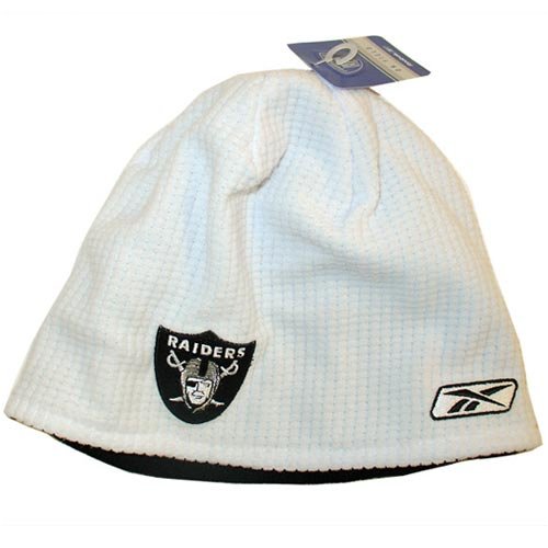 Reebok Oakland Raiders Textured White Knit Beanie - One Size, Officially Licensed National Football League Baseball Cap