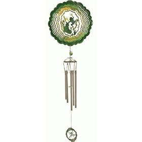 Jumbo 3-in-1 Frog Spinning Wind Spinner with Windchime and a Small Hanging Frog Ornament... by Frog Windspinner Chime