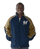 MLB Men's Milwaukee Brewers Full Zip Team Color Jacket , Navy, Large