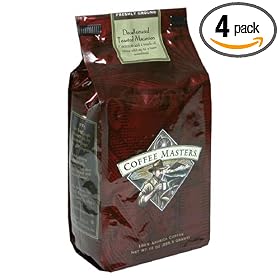 Coffee Masters Flavored Coffee, Toasted Macaroon Decaffeinated, Ground, 12-Ounce Valve Bag, (Pack of 4)