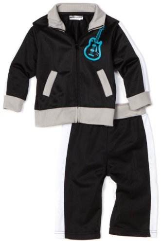Babyworks Baby-boys Infant Rock and Roll Track Suit, Black, 18