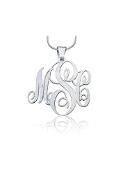 Monogram Pendant Necklace, Silver Monogrammed Necklace
