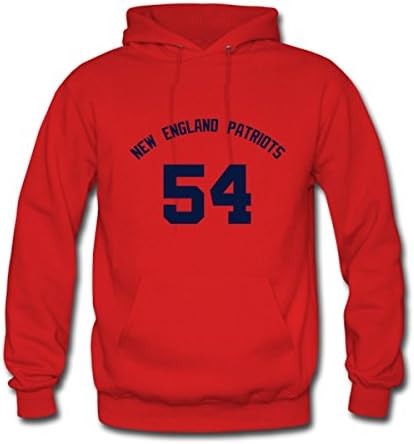 Custom NFL New England Patriots Tedy Bruschi #54 Mens Classic Sweatshirt Hoodie Red S