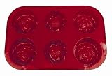 SiliconeZone Flower Mini Cake/Muffin Pan, Red